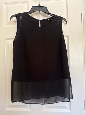 Tahari Black Sheer-Hem Sleeveless Camisole